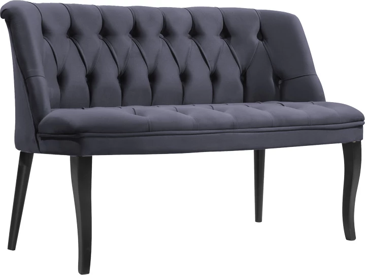 Divan dy vendesh Loreta kadife antracit me këmbë të zeza 118x55x78cm