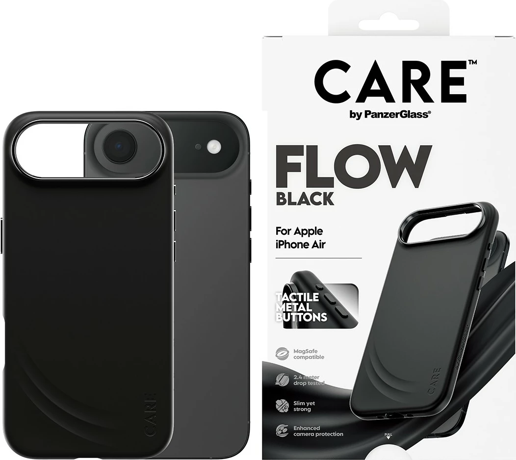 Mbështjellës PanzerGlass CARE Feature FLOW Case me MagSafe për iPhone Air, zi