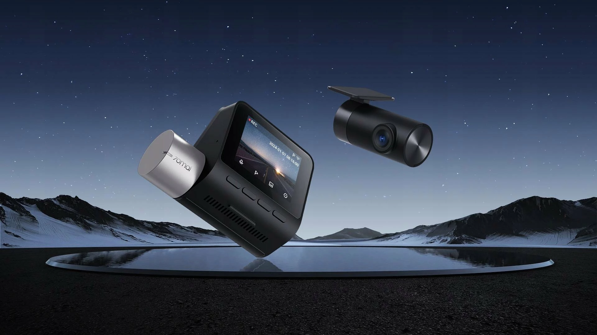 Kamerë regjistruese për veturë 70mai A510 HDR + kamerë mbrapa RC11, 1944p, GPS, ekran 2", e zezë, set