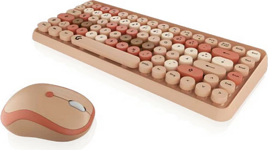 Set tastierë & maus KeySonic KSKM-5200M-RF, wireless, QWERTZ, 86 taste, bezhë/kafe/rozë