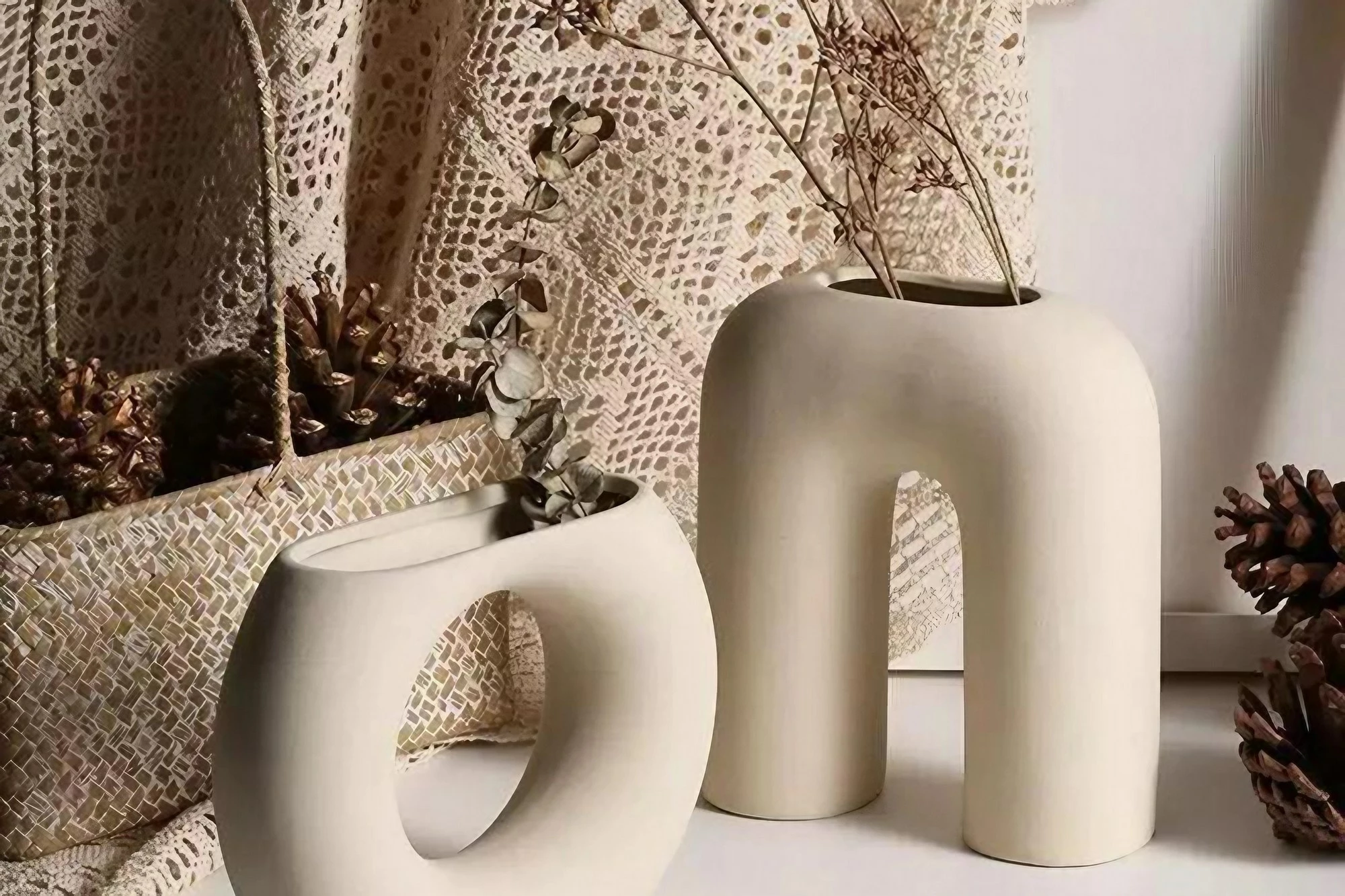 Vazo dekorative, krem, Evila Originals, CY0070, 16x5x20cm