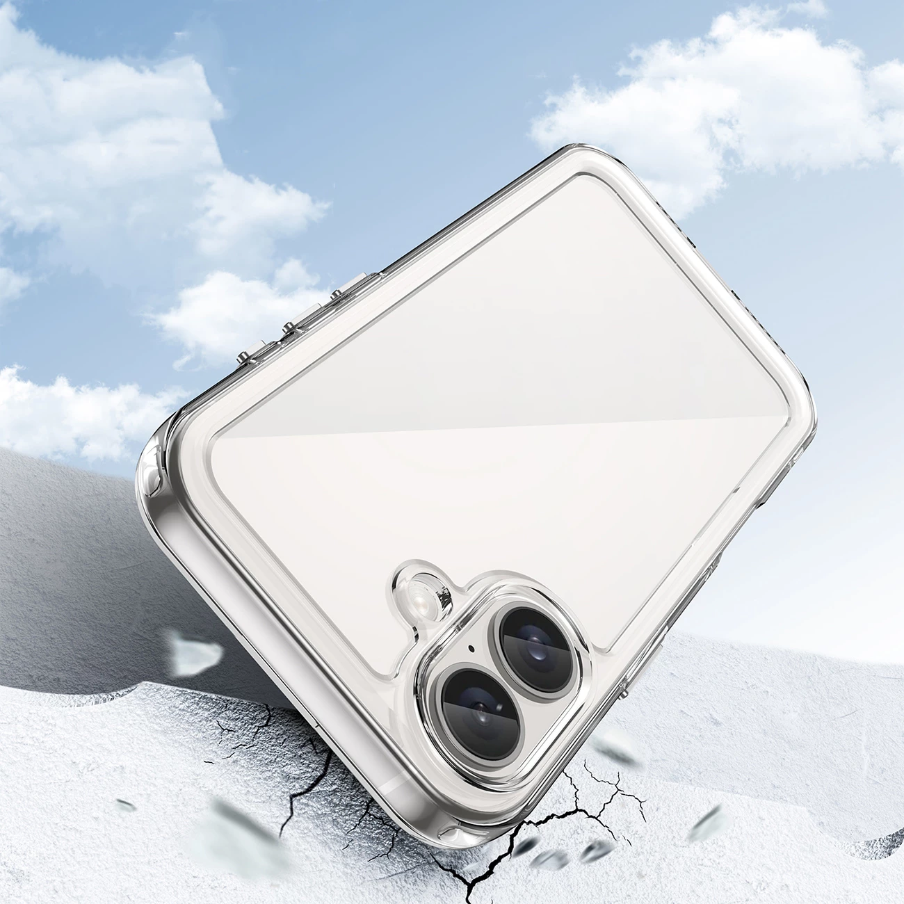 Mbështjellës Hurtel Outer Space Case për iPhone 16, transparent