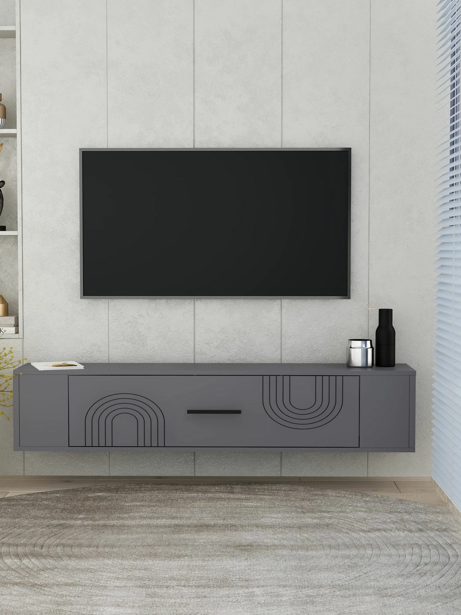 Komodë TV Skye Decor, Restol 2, ngjyrë antracit