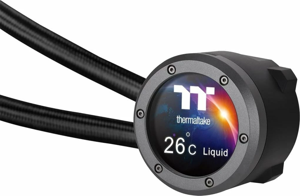 Ftohës uji AIO Thermaltake TH360 V2 Ultra EX ARGB Sync 360mm me LCD 2.1\" (CL-W415-PL12SW-A), set me 3 ventilatorë 120mm