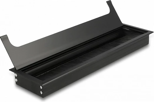 Kalues kabllosh për tavolinë DeLOCK me furçë, alumin, 300 x 80 x 28 mm, i zi