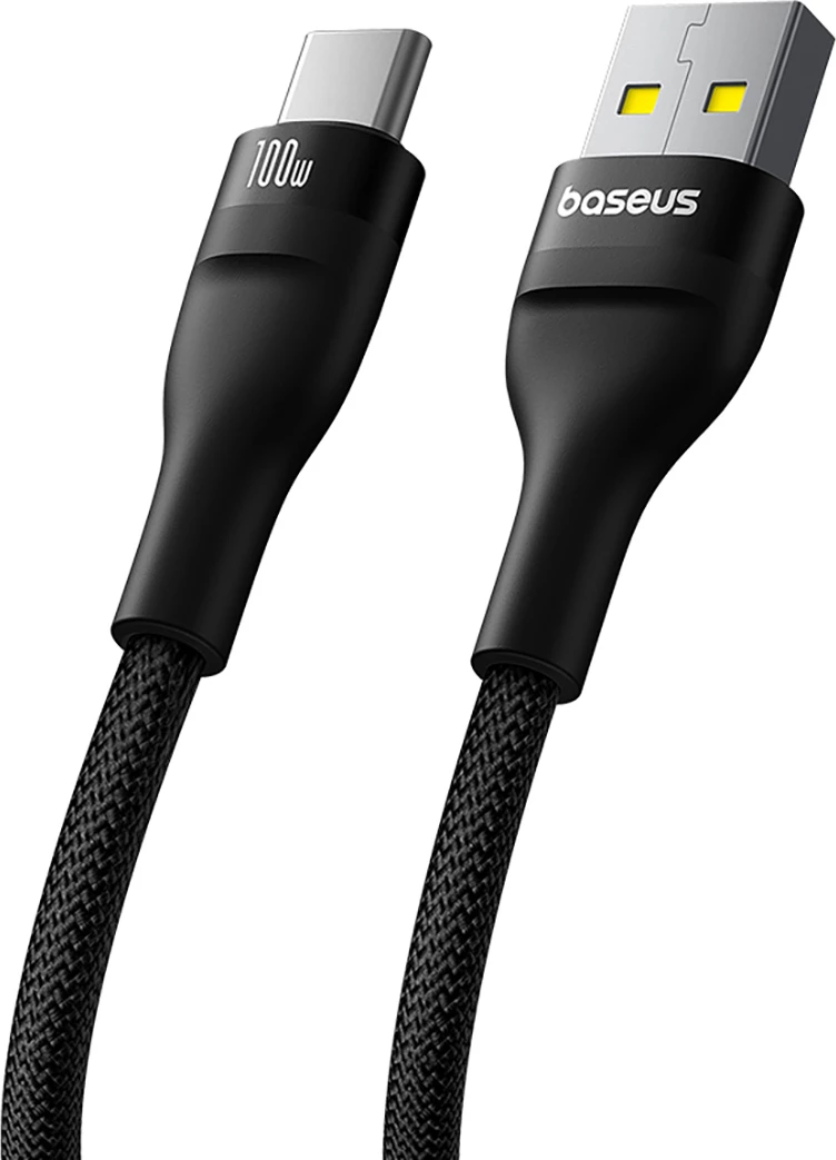 Kabllo Baseus Flash 2, USB-A në USB-C, 2m, 100W, e zezë
