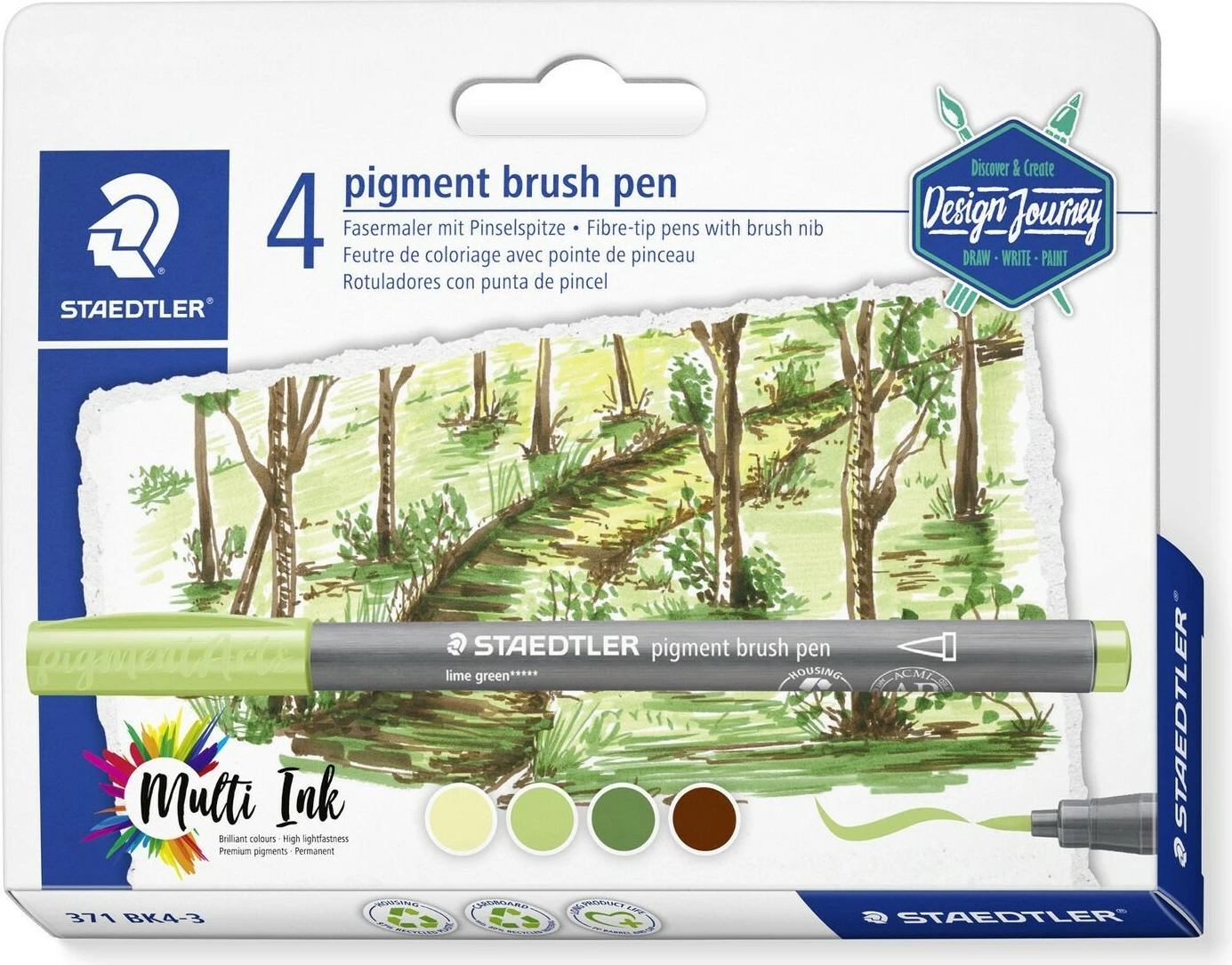 Brush pen STAEDTLER pigment 371, verdhë, 1 copë