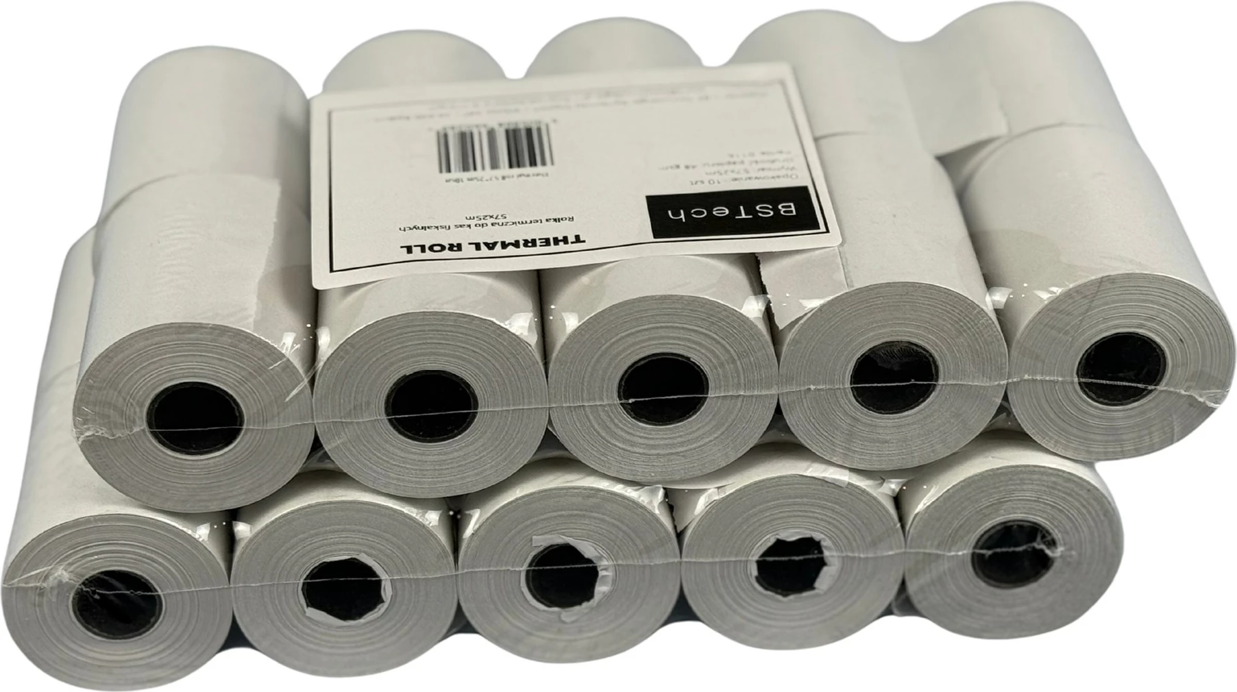 Letër termike BSTech, për kasa, 57x20m, 10 copë, Bardhë