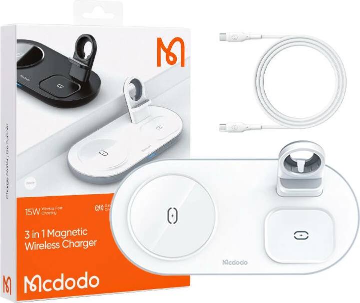 Karikues wireless Mcdodo CH-7062 3-në-1, 15W, i bardhë