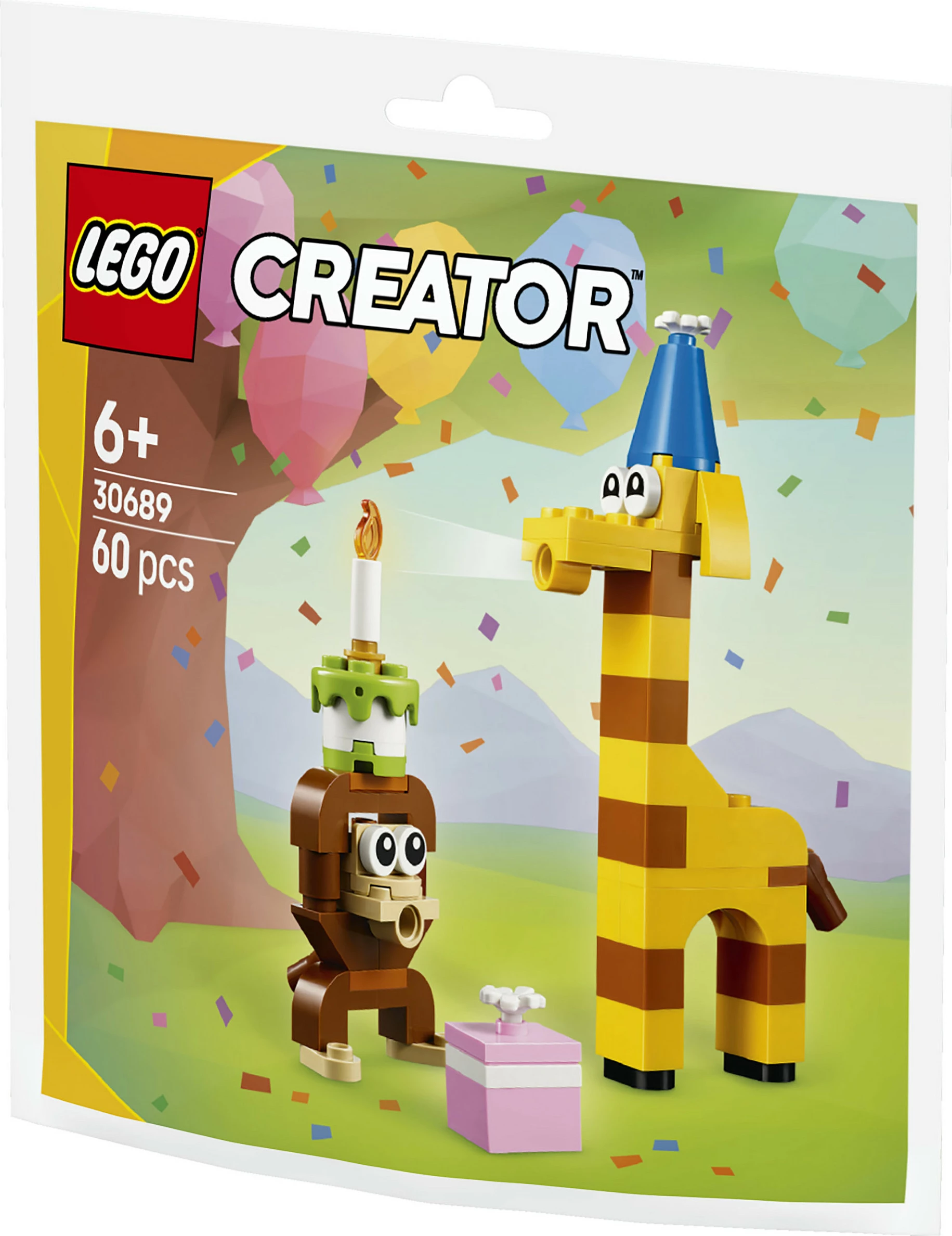 Set ndërtimi LEGO Creator Birthday Party Animals 30689, 60 copë, shumëngjyrësh