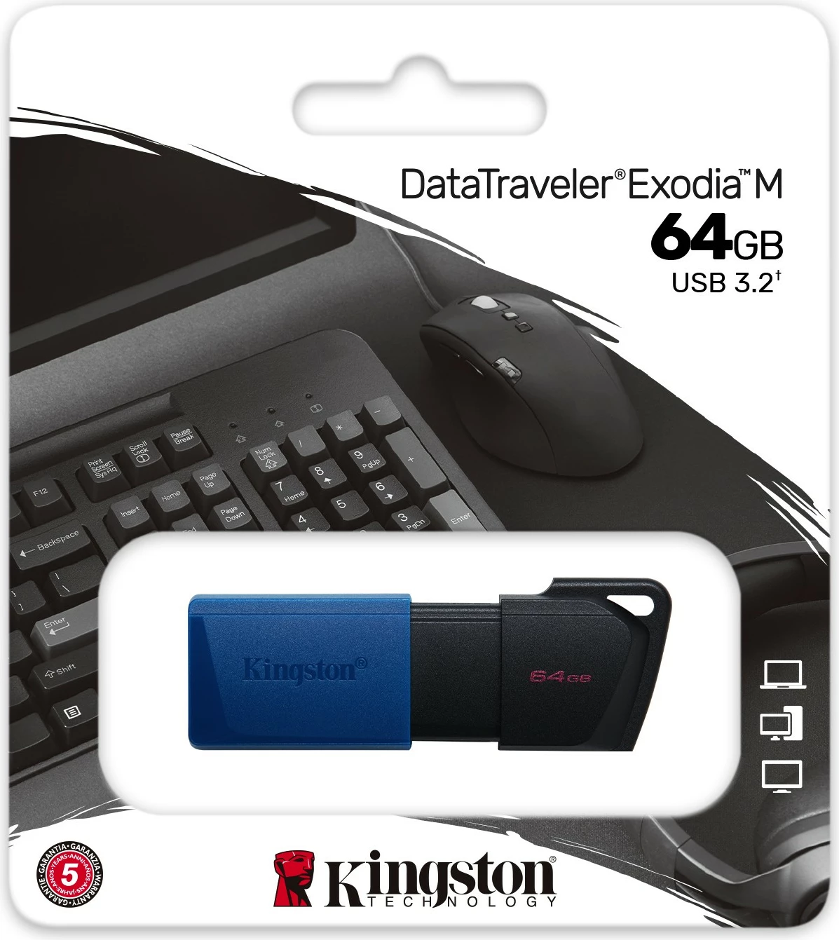 USB Kingston DataTraveler Exodia M 64GB, USB3.2, zi + kaltër
