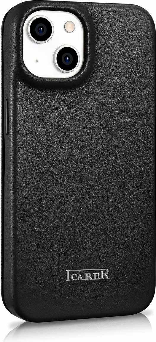 Mbështjellës iCarer CE Premium lëkurë për iPhone 14 Plus, MagSafe, i zi