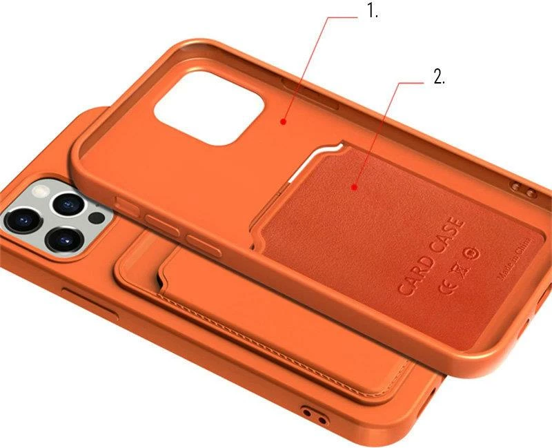 Mbështjellës Hurtel për iPhone 12 Pro me xhep për kartela, silikon, kuq