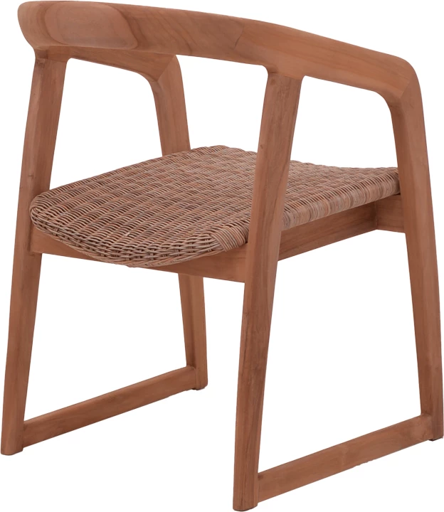 Karrige Somalia skelet alumini me këmbë druri teak, ngjyrë natyrale dhe kafe, 57x62x80cm