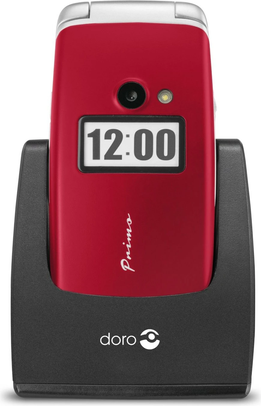 Celular Doro Primo 413, Clamshell, Single SIM, 2.4", 2 MP, 1050 mAh, Kuq