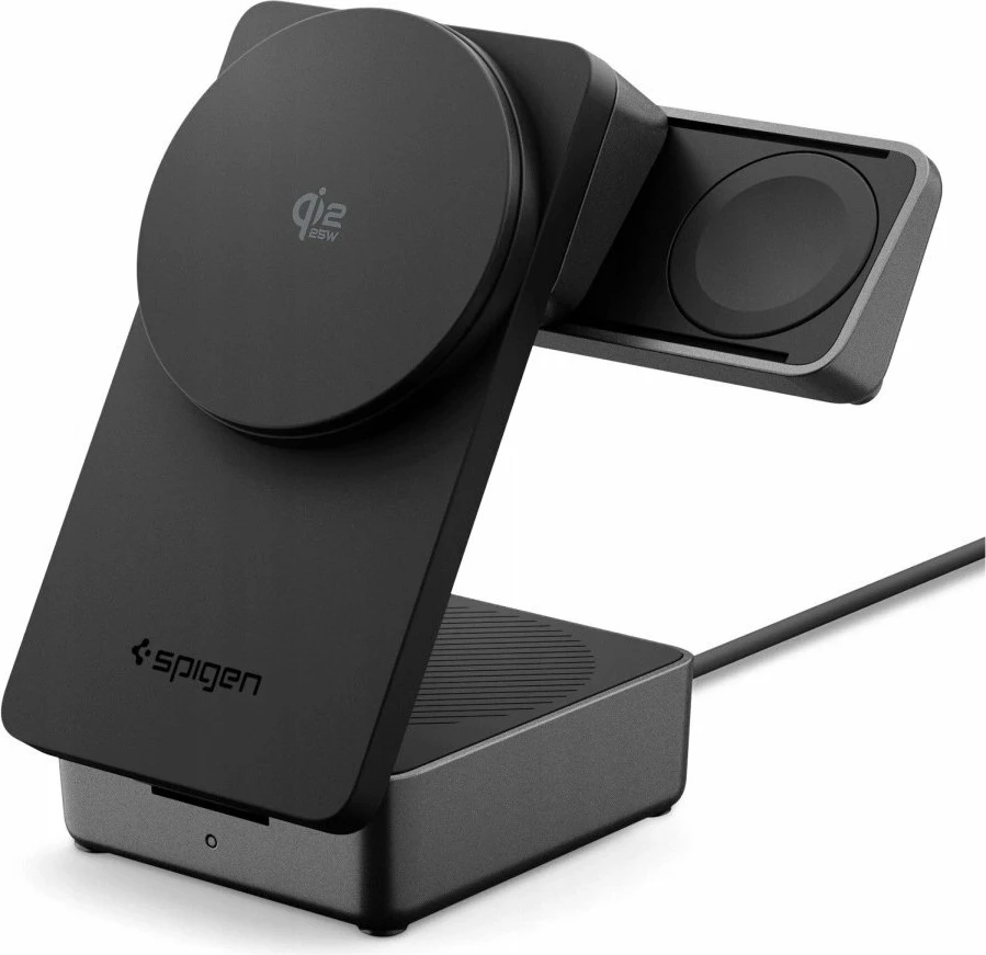 Karikues wireless 3n1 Spigen EF323MQ Essential Qi2.2 25W MagSafe, zi, set me kabllo USB-C në USB-C 2m