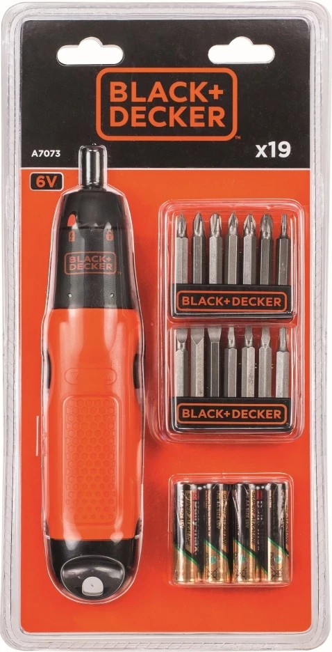 Vijaçnik elektrik Black+Decker A7073 6V set 19 copë portokalli/zi
