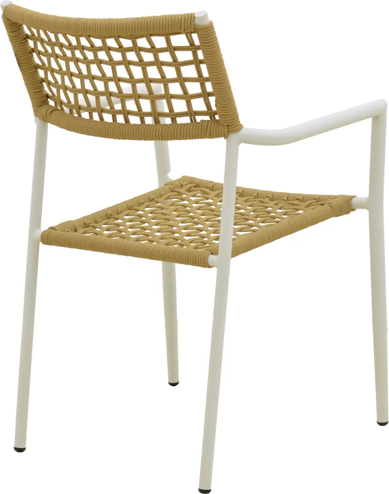 Karrige me krahë Castal, çelik i bardhë, litar natyral, 53x59x84cm