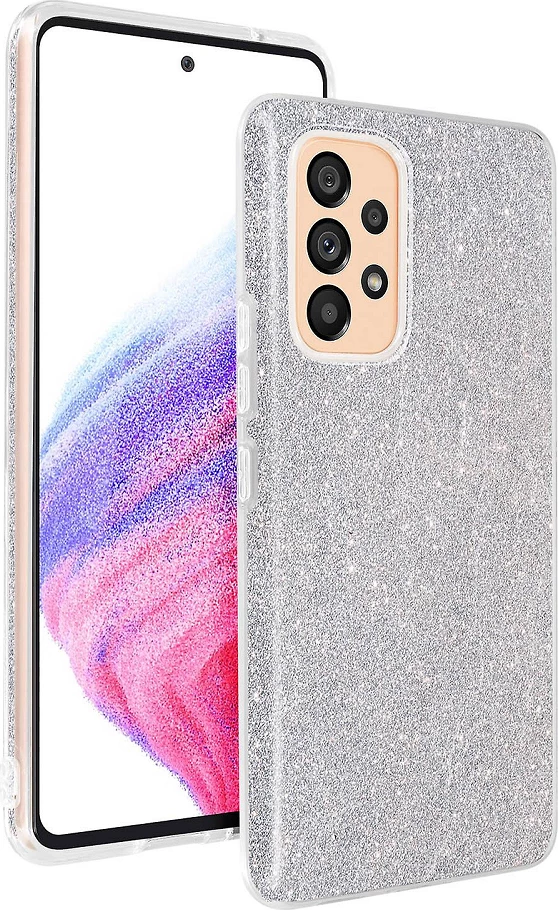 Mbështjellës silikoni me glitter ONASI 22703 për Samsung Galaxy A16, shtresë glitter e heqshme, argjendtë