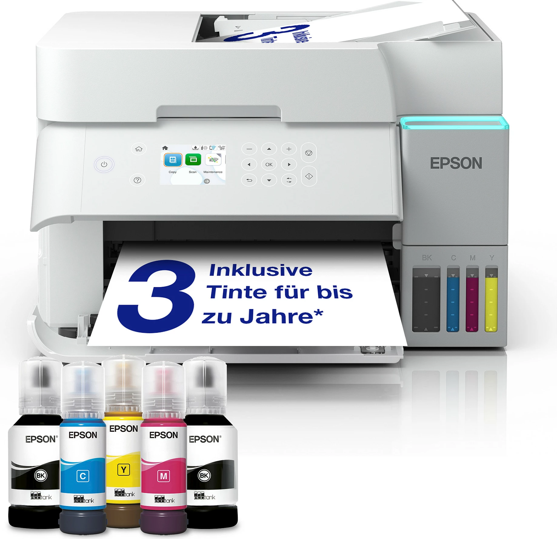Printer multifunksional Epson EcoTank ET-3956, Inkjet, A4, duplex, ADF, i bardhë