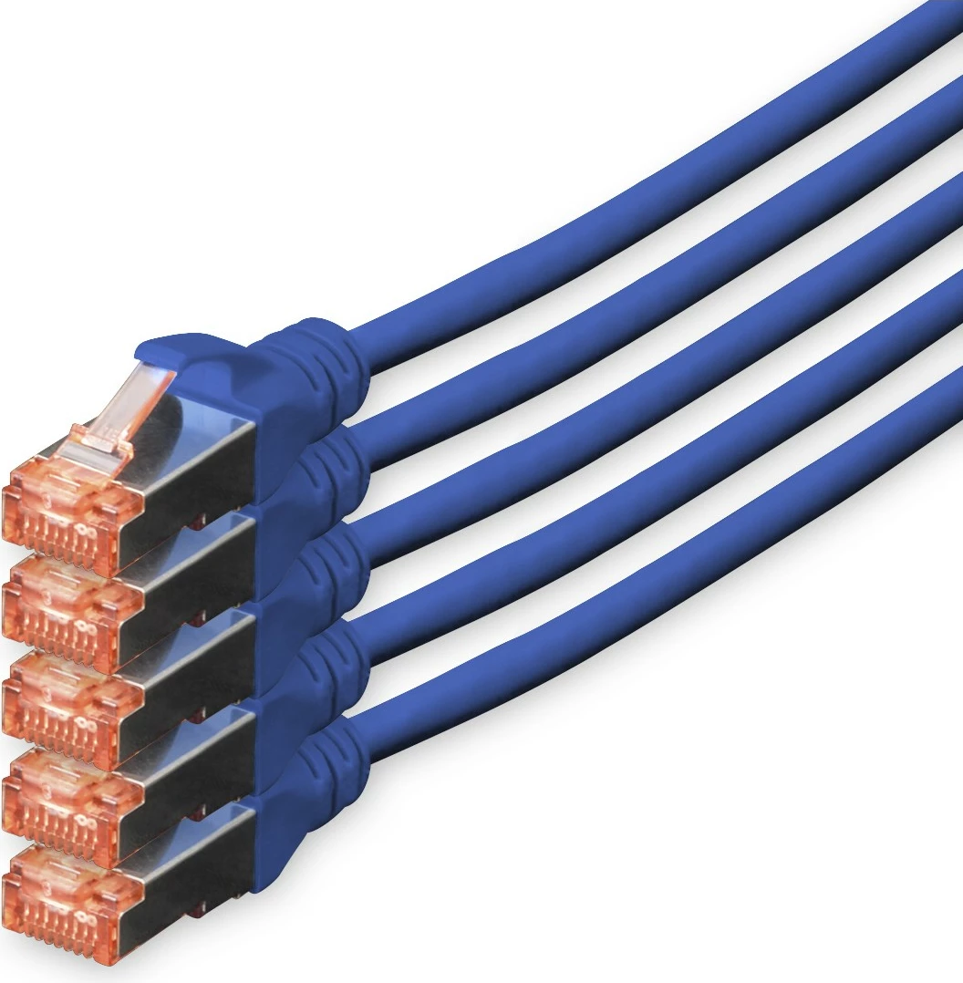 Kabllo rrjeti Digitus Cat6, 10m, S/FTP, set 5 copë, kaltër