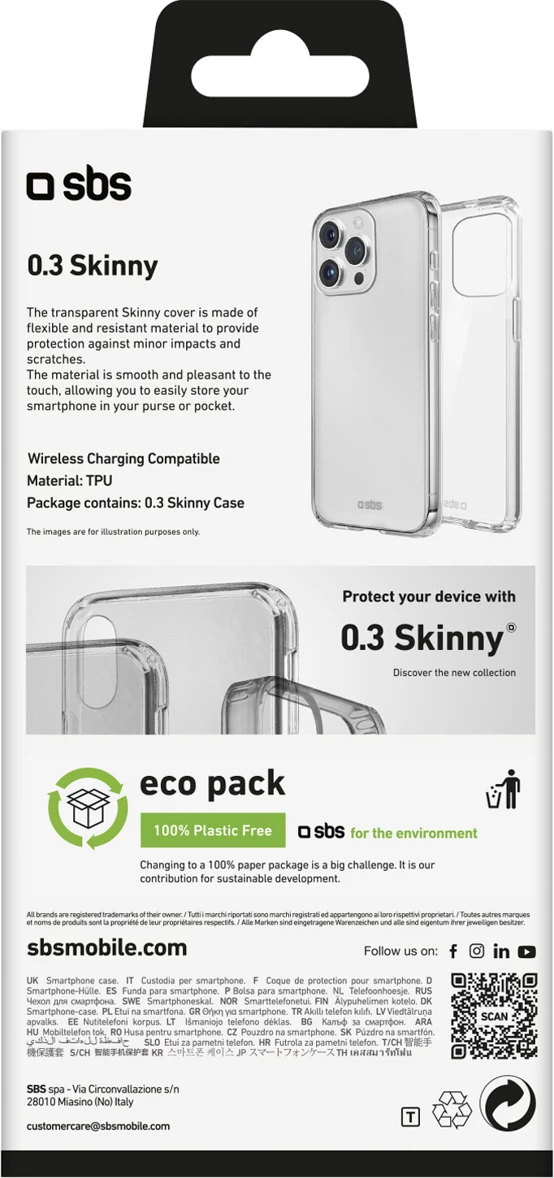 Mbështjellës SBS Skinny Cover për iPhone 16 Pro Max, TPU, transparent