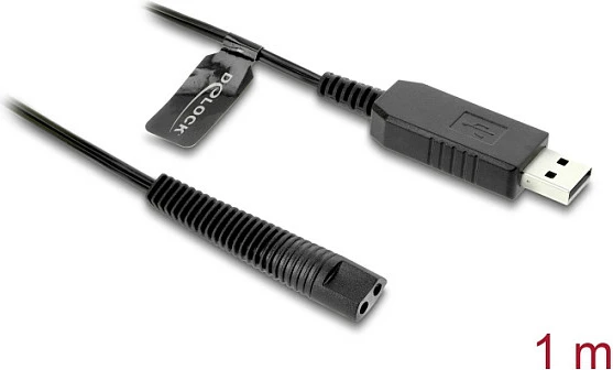 Kabllo karikimi USB DeLOCK për Makinë rroje Braun Series 1/3/5/7/9, 1 m, 12 V, e zezë