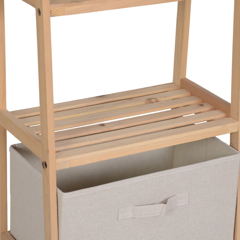 Raft dyshemeje me sirtarë, dru bredhi, pëlhurë natyrale-bezhë, 42x27.5x139cm