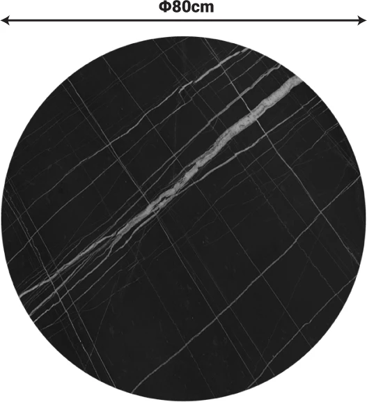 Sipërfaqe tavoline Relian, pamje mermeri të zi, HPL, D80cm, trashësi 12mm