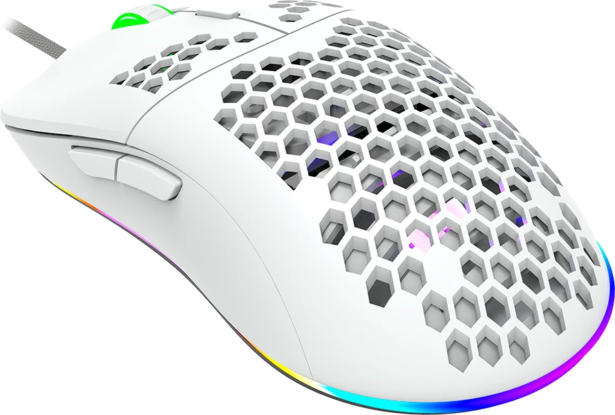 Maus gaming CANYON Puncher GM-11, 4200 DPI, 7 butona programueshëm, RGB, me kabllo USB 1.65 m, 128.5x67x37.5 mm, i bardhë