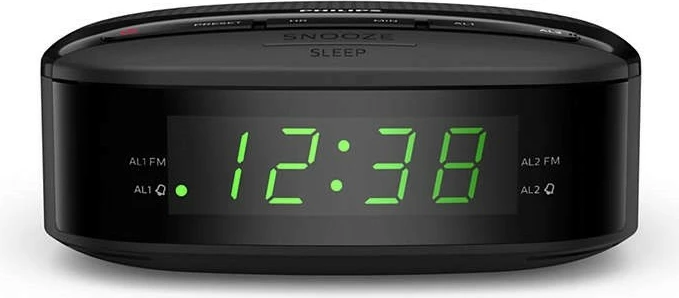 Orë alarmi me radio, Philips TAR3205/12, FM digjital, 10 stacione, buton snooze 9 min, ekran i madh LED, e zezë