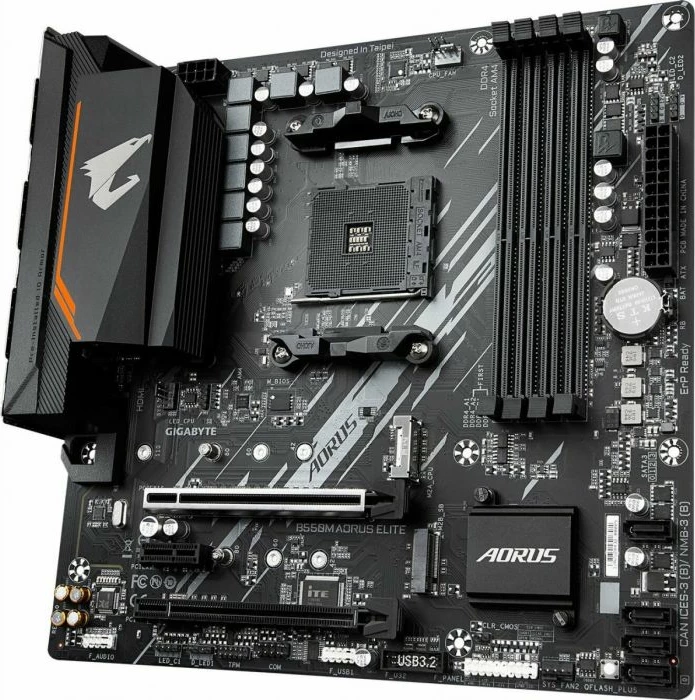 Pllakë amë GIGABYTE B550M AORUS ELITE, AMD B550, AM4, mATX, DDR4 128GB, 2x M.2, 4x SATA3, HDMI, USB 3.2 Gen1