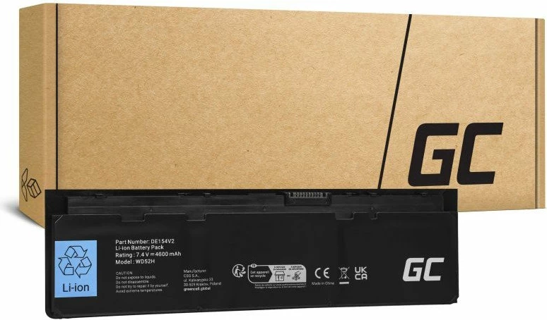 Bateri laptopi Green Cell WD52H / VFV59 4600mAh 7.4V Li-Poly për Dell Latitude E7240/E7250, e zezë