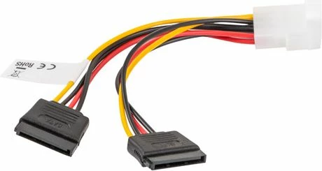 Kabllo furnizimi Molex në 2x SATA Lanberg CA-HDSA-11CU-0015 0.15 m, shumëngjyrëshe