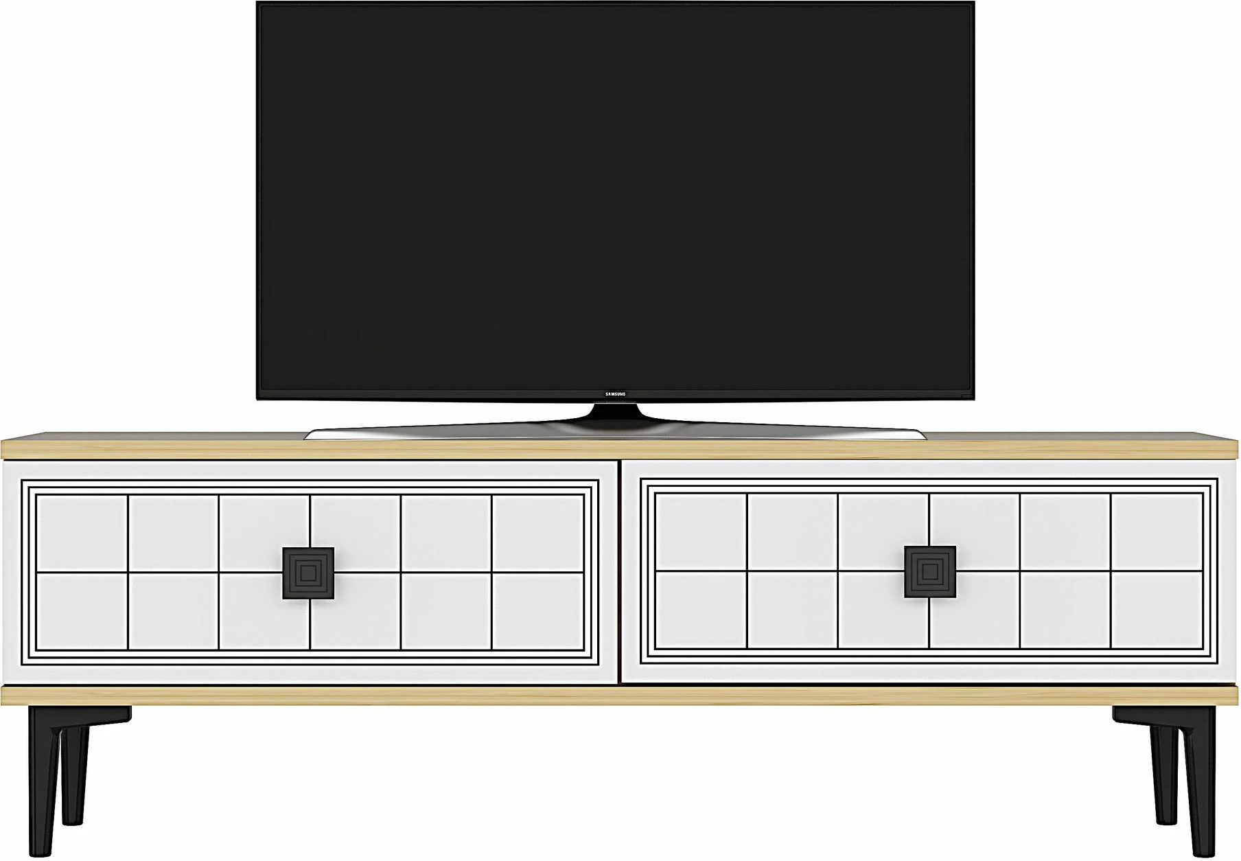 Komodë për TV Skye Decor, Yuka 120, ngjyrë lis safir, e bardhë