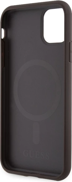Mbështjellës Guess GUHMN61P4RPSW për iPhone 11/XR, 4G Printed Stripes MagSafe, Kafe