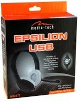 Kufje Media-Tech EPSILION MT3573 me mikrofon, USB, të zeza/bardha