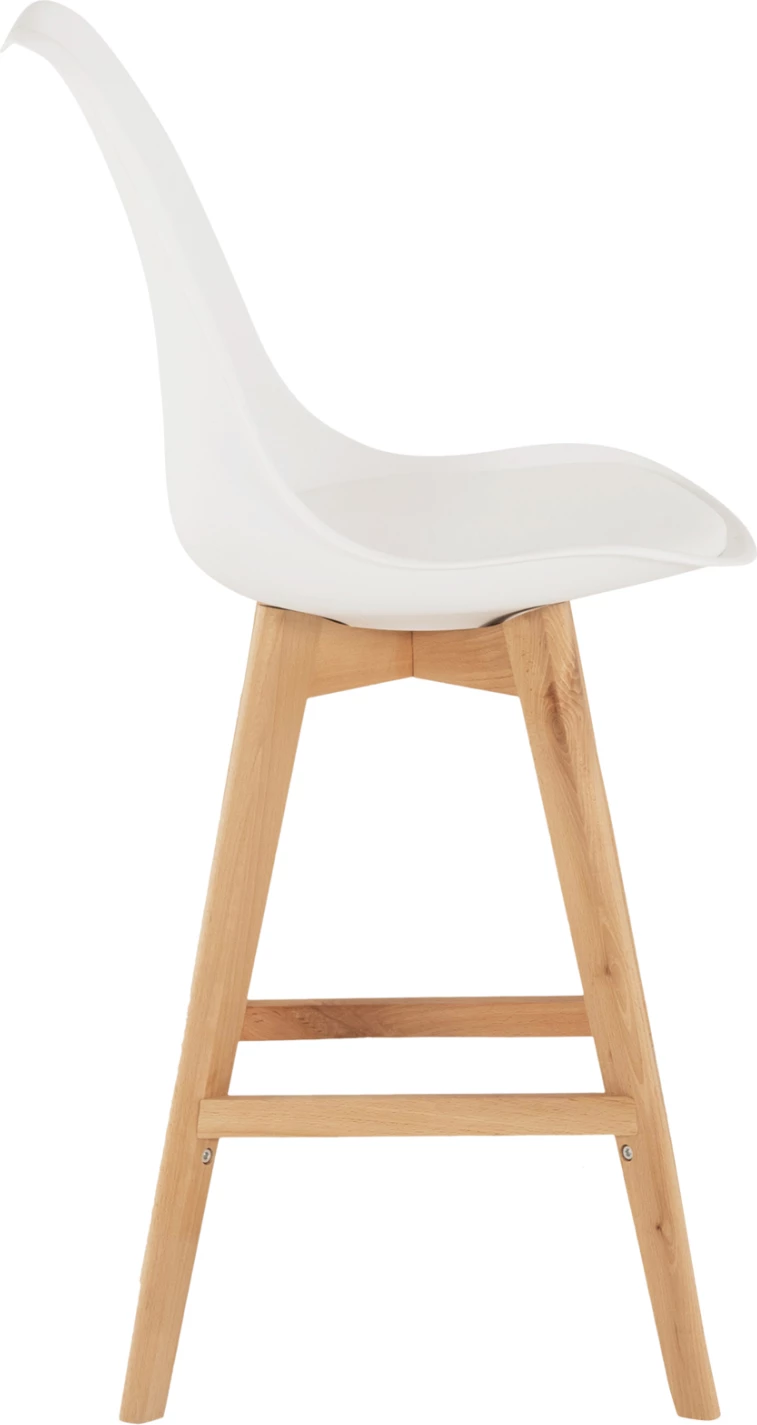 Karrige për bar VEGAS FH8000.21, lartësi mesatare, polipropilenë e bardhë, dru ahu natyral, 47x58x103H cm, set prej 4 copash