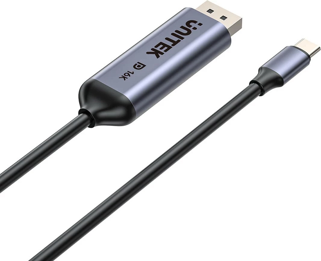 Kabll Unitek USB-C në DisplayPort, 1.8m, 80Gbps, HDR, 16K/8K, gri