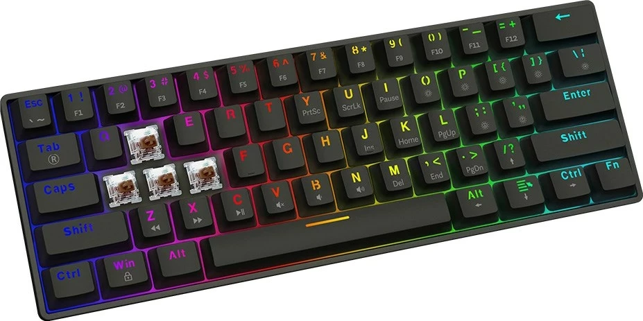 Tastierë mekanike gaming Savio BLACKOUT X2 BROWN, 60%, RGB, QWERTY UK, me kabllo
