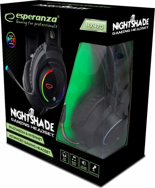 Kufje me mikrofon për gaming Esperanza, të zeza