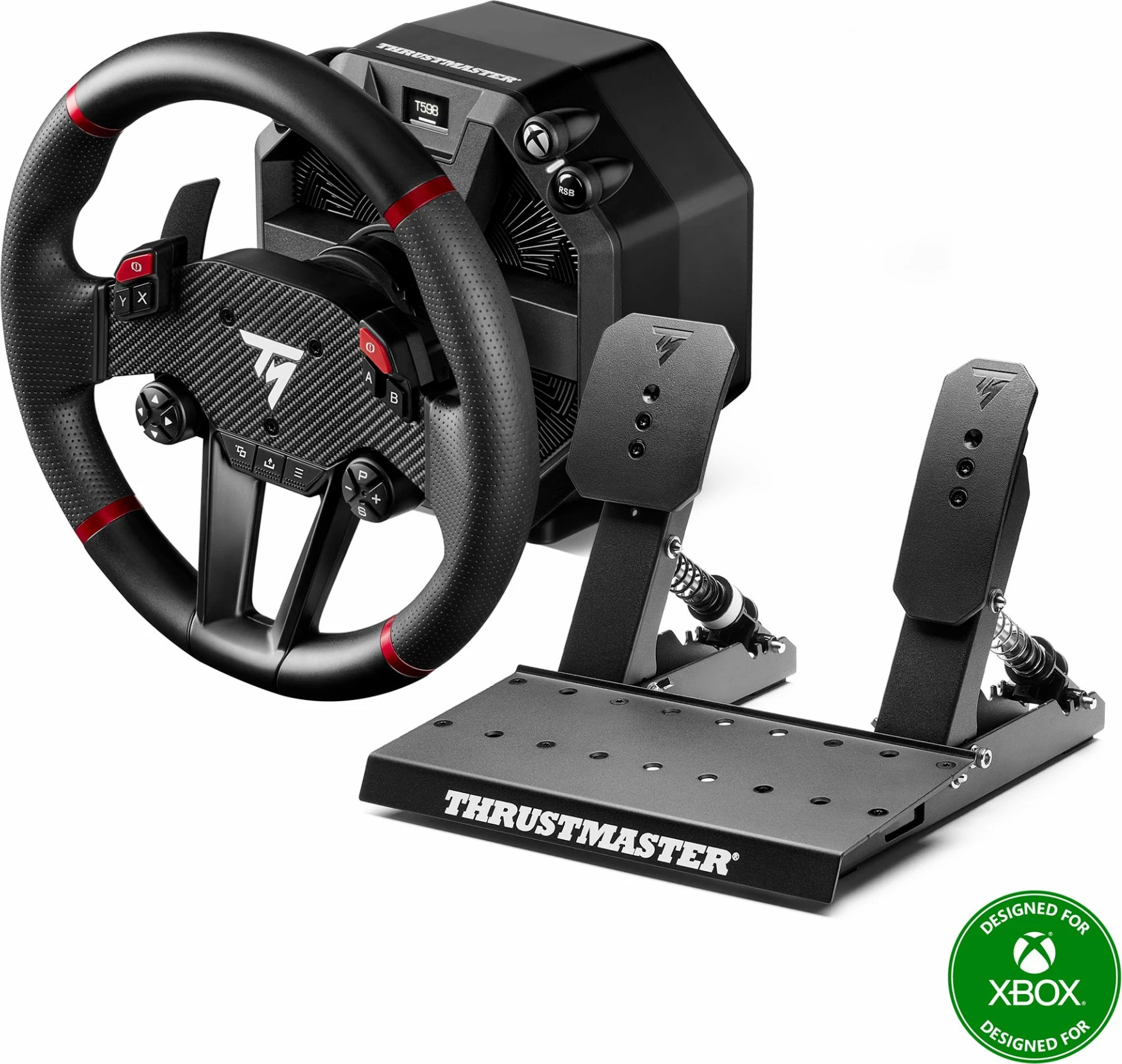 Timon sim racing Thrustmaster T598-X Direct Drive 5 Nm 30 cm për Xbox & PC, i zi/kuq, set me pedale