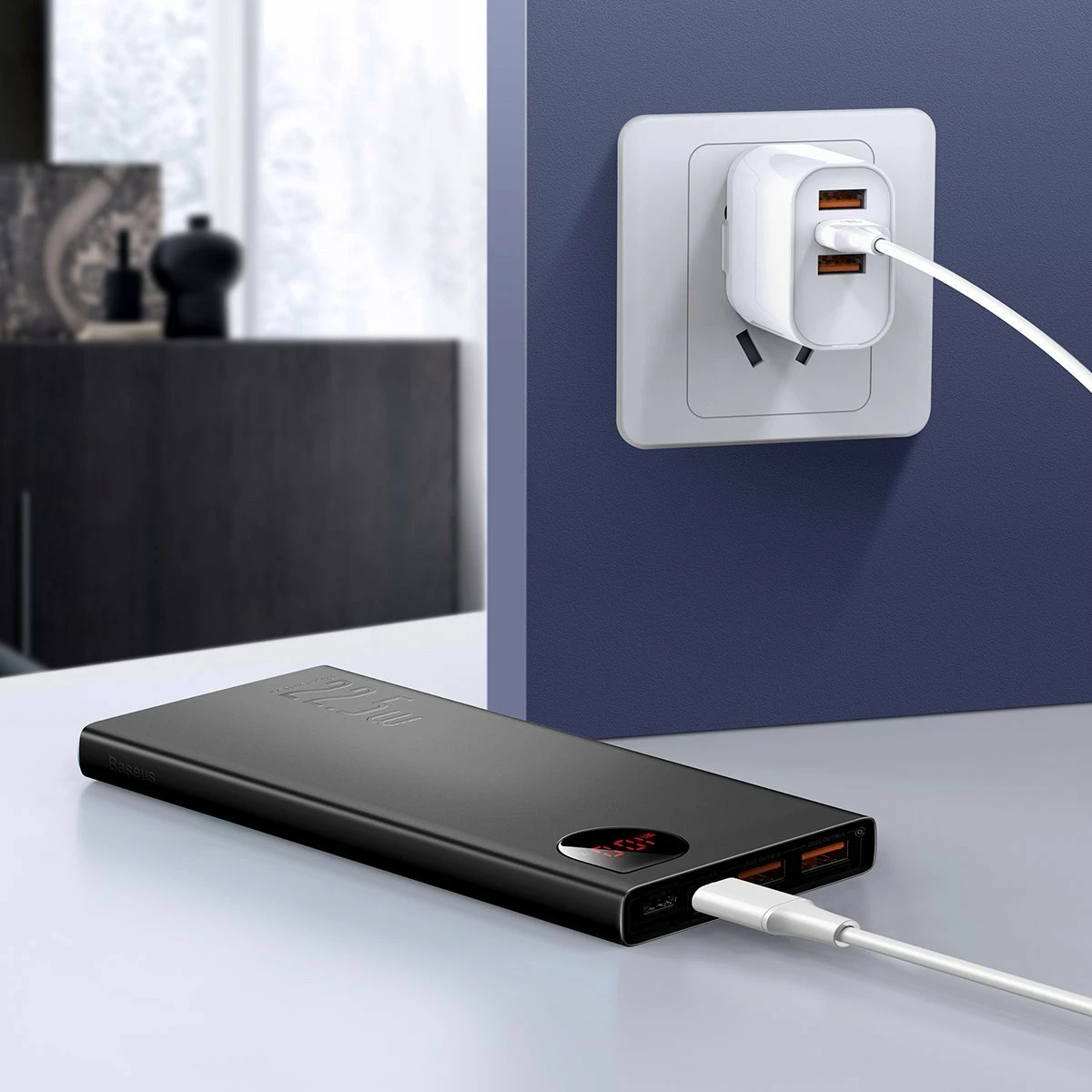 Powerbank Baseus Adaman 10000mAh 22.5W me display, 2x USB-A + USB-C, i zi