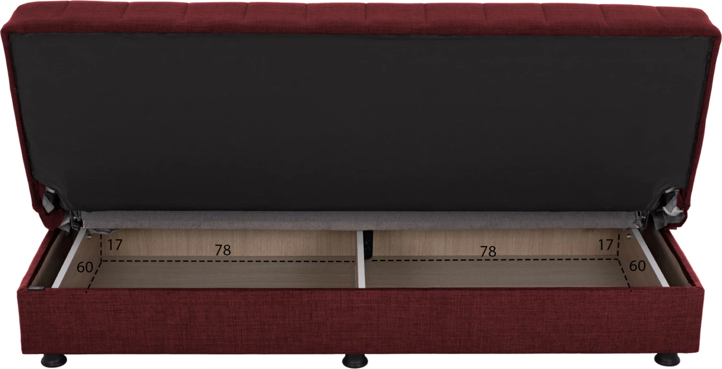 Sofa-shtrat, 3 vendesh, pëlhurë e kuqe, ANDRI FH3239.06