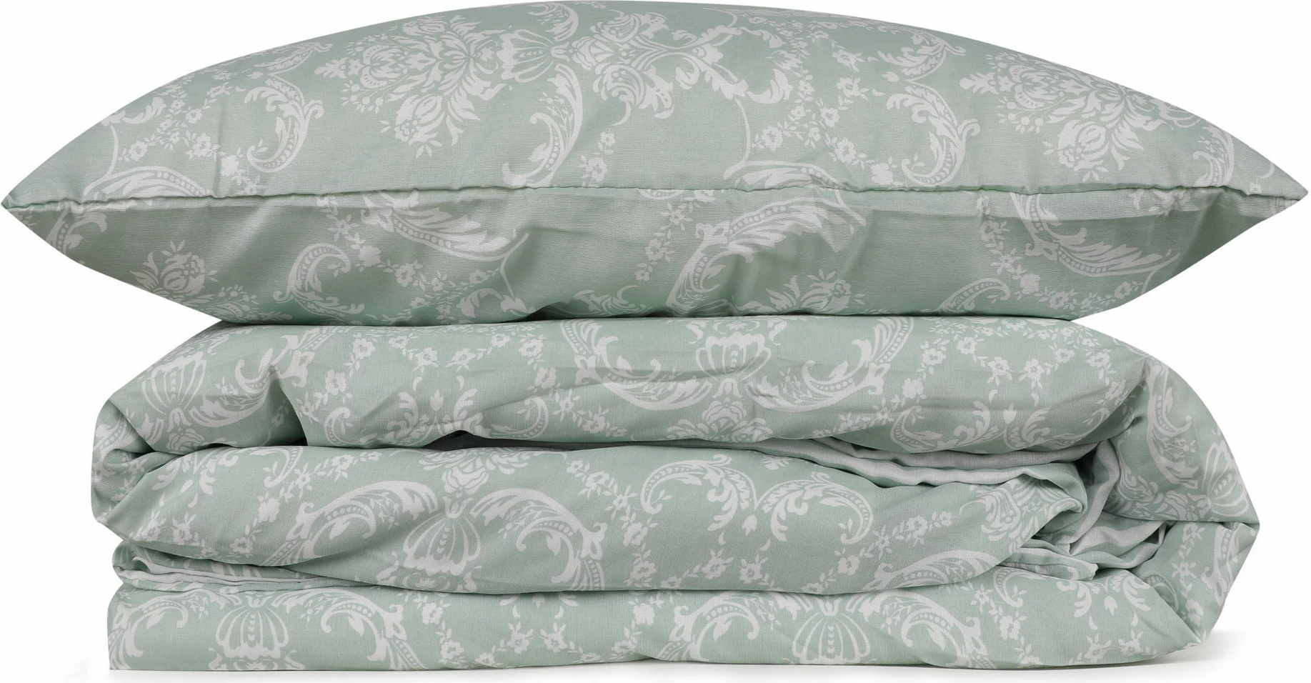 Set mbulesë jorgani për një person, ngjyrë jeshile deti dhe e bardhë, L'Essentiel Linge de Maison, Pure