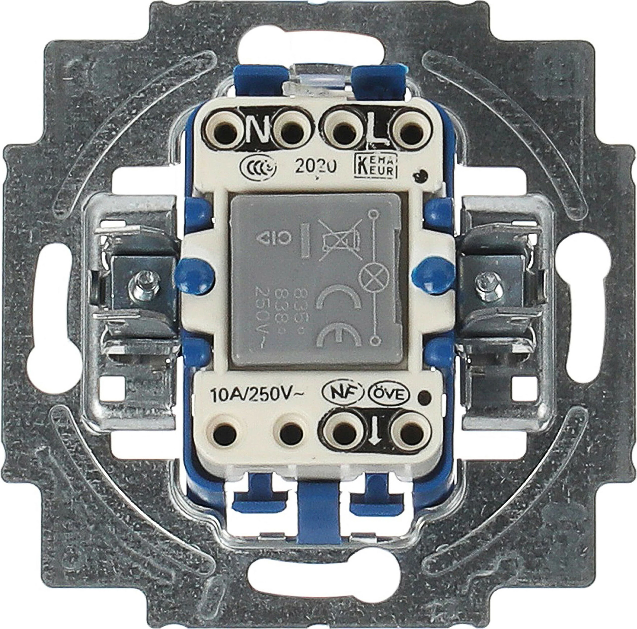 Ndërprerës muri Busch-Jaeger 2020 USGL, 1P, 250V, 10A, 71mm, blu metalike
