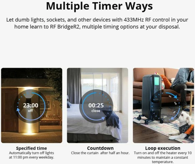 Hub/Bridge RF smart SONOFF RF ZBridge R2, Wi‑Fi 2.4GHz + RF 433MHz, USB 5V, bardhë