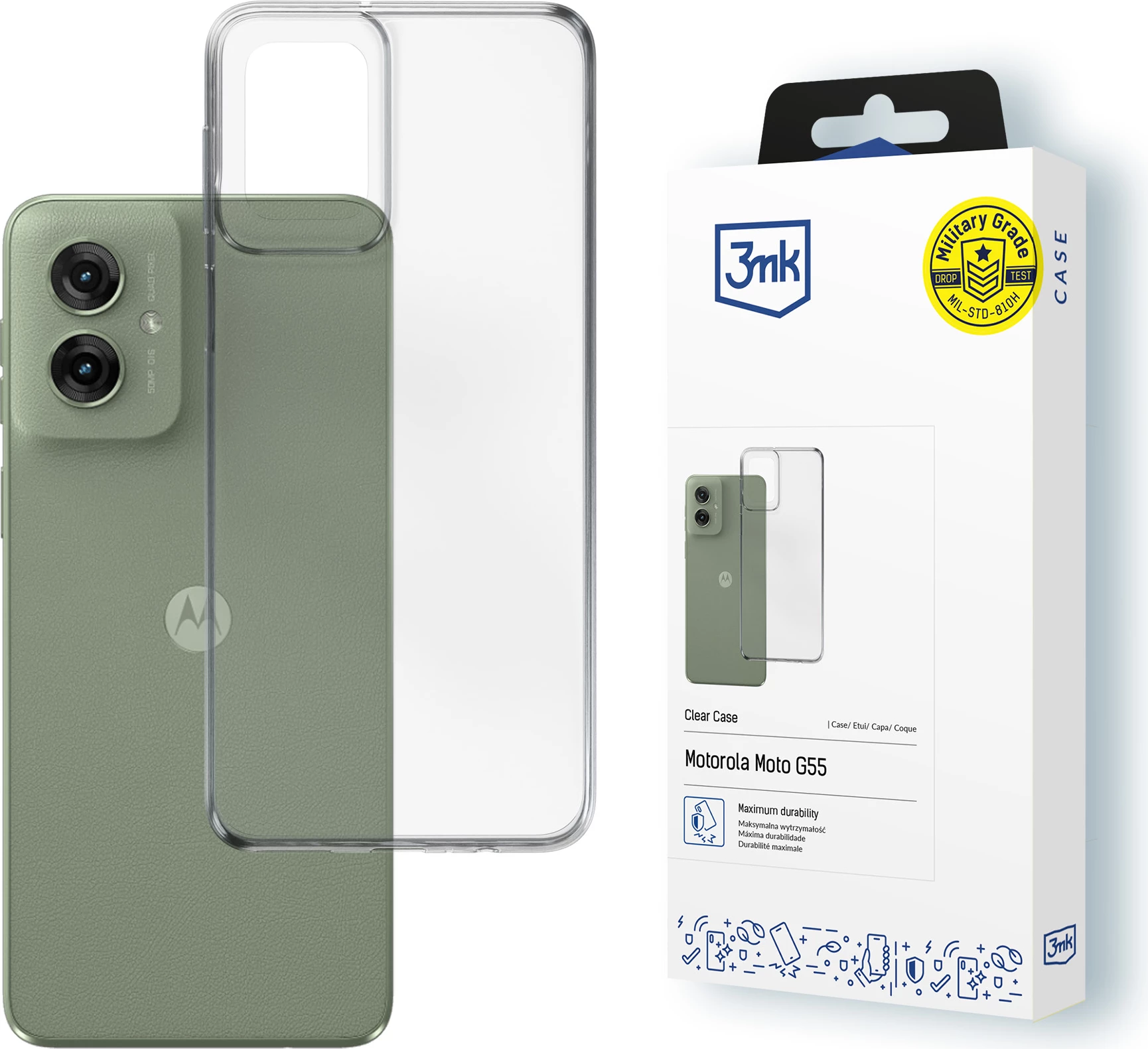 Mbështjellës 3mk Protection për Motorola Moto G55 5G, transparent