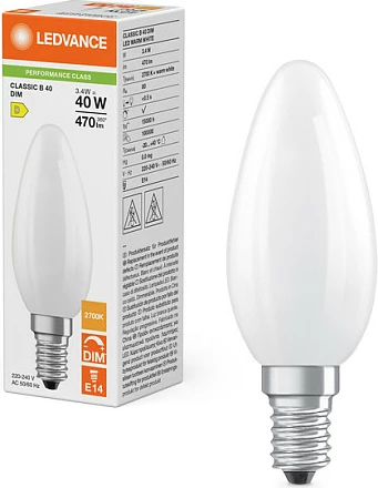 Llambë LED OSRAM LED CLASSIC B DIM P, 3.4W, E14, 470 lm, 2700K Warm White