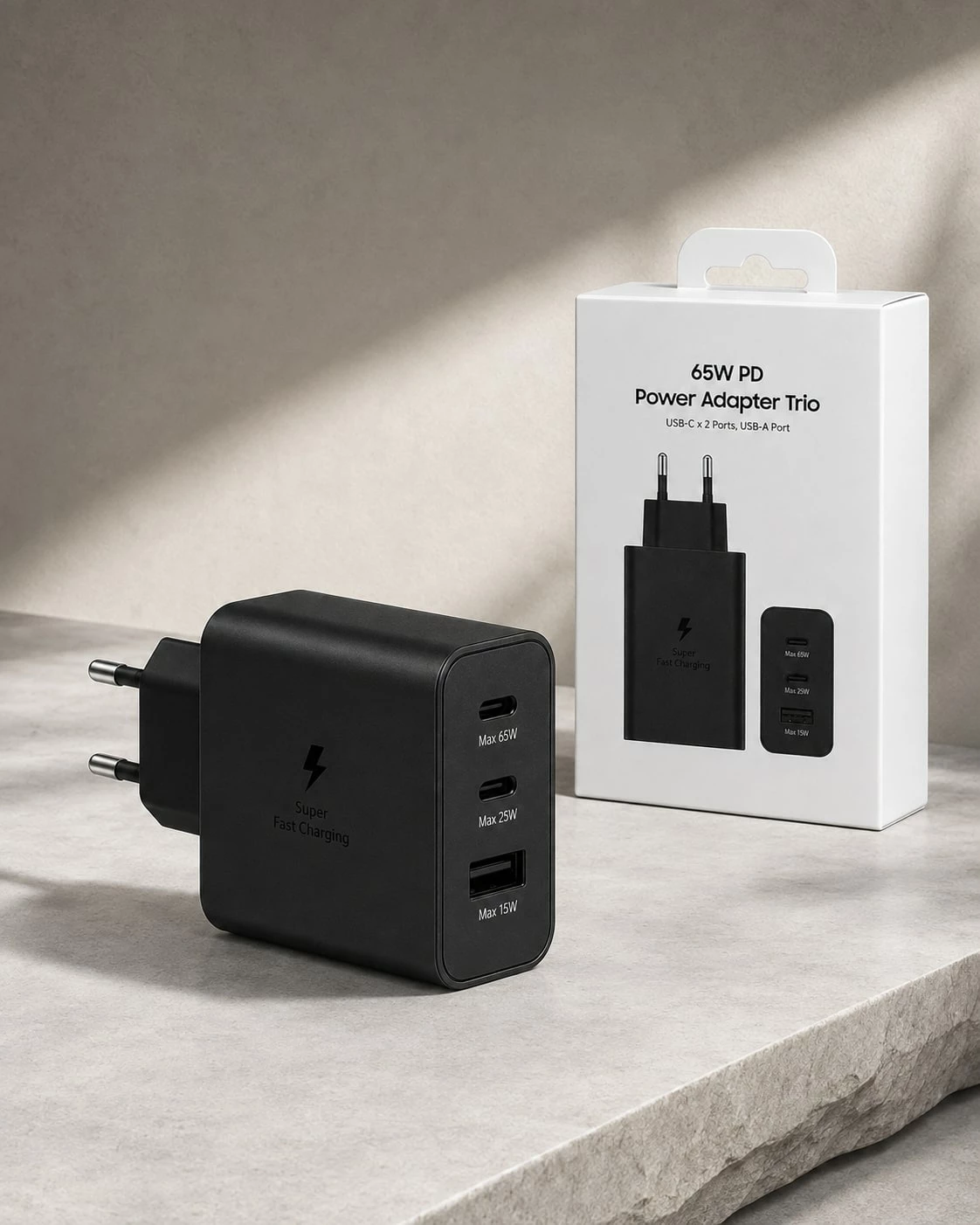 Karikues 65W PD Trio 2x USB-C + USB-A, EU Plug - i zi